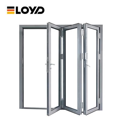 China Villa Hurricane Impact Aluminum Doors Double Glass Stacked Bifold Accordion Doors for sale