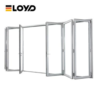 China Modern Black Bifold Patio Door Frame Hurricane-Proof Exterior Fold Glass Door For Villa Rooms for sale