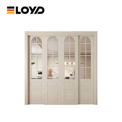 China Interior Casement Swing Clear Glass French Doors Double Panels 6ft 9ft for sale