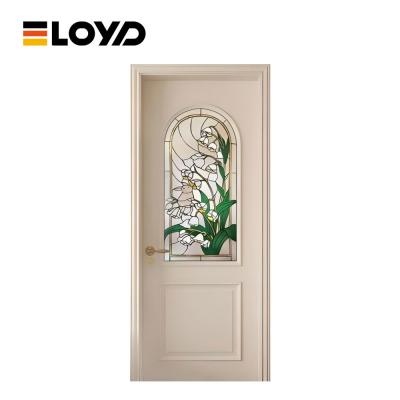 China Double Sidelites Interior Glass French Doors Wood Finish Aluminium for sale