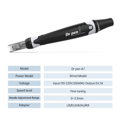 China New 2018 Latest Anti-Puffiness Metal Shell Micro Needle Dr Pen Black A7 Black Syllables Microneedling Dr.pen With End-spin Speed for sale