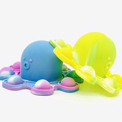 China Chridren's Toys Key Chain Toys Flip Octopus Silicone Octopus Fidget Relaxing Emotional Sad Thrusting Noise for sale