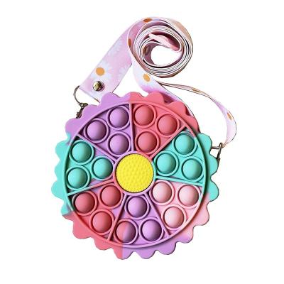 China Popping Popping Person Purse Sunflower Pinch It Purse Bags Push Popper Bubble Stir Toy Fidget Silicone Purse Fidget Coin for sale