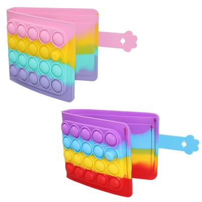 China Wholesale Popular Silicone Bubble Decompression Toy Rainbow Wallet Popper Kids Bubble Shaker Purse for sale