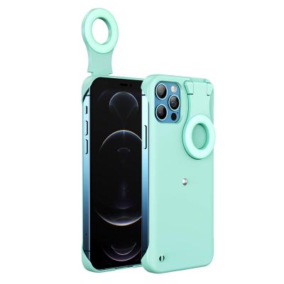 China New Fashion LED Selfie Anti-fall Light Sufficiency Back Cover Portable Cell Phone Case Ring Light Flash Phone Case For iPhone 12 for sale