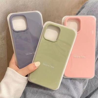 China Original Shockproof Liquid Silicone With Retail Package Box Multi Color Silicone Case With Inner Microfiber For iPhone Case Mobile for sale