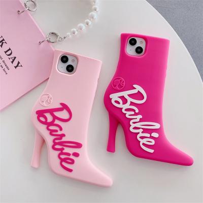 China Hot Pink Barbie High Heels Design Silicone Shockproof Phone Case For Phone Cover Trending Products Cover For iPhone for sale