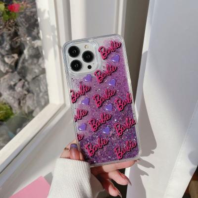 China Luxury Shockproof Barbie Shiny Twinkling Sands Mobile Phone Case Glitter Sparkle Quicksand Cover For iPhone11 12 13 14 for sale