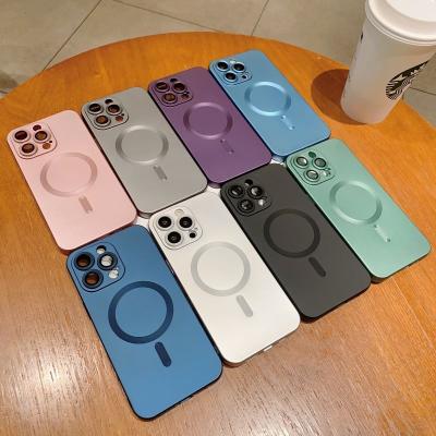 China Luxury Shockproof Magnetic Phone Case With Buit-in Camera Lens Soft TPU Magsafe Protector Cell Phone Shockproof Case For iPhone11 12 13 14 for sale