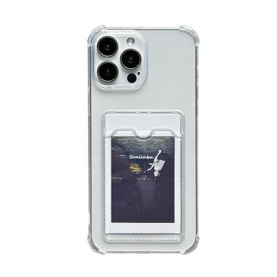 China Shockproof Shockproof Clear TPU Phone Case With Transparent Card Socket Phone Case For iPhone Model for sale