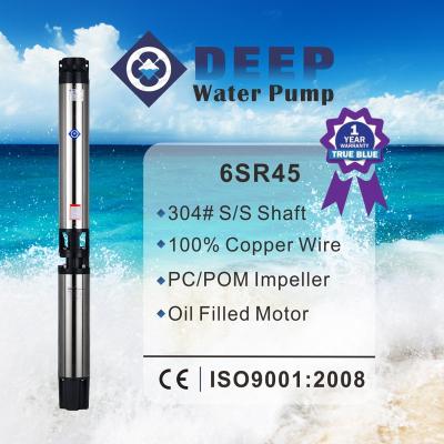 China 6inch SR45 Submersible High Head Bore Well 380 Volt 15hp Submersible Pump , Electric Water Lift Pump for sale