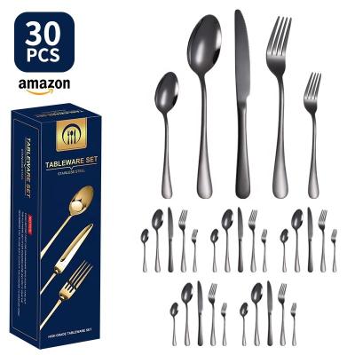 China 2022 New Arrival Stainless Steel Viable Flatware Suit Multicolor Optional Flatware 30 Pieces for sale