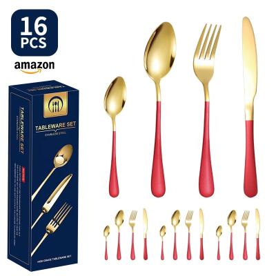 China Viable High Quality 1010 Flatware Set Knife Fork Spoon Teaspoon Set With 16Pcs Gift Box for sale