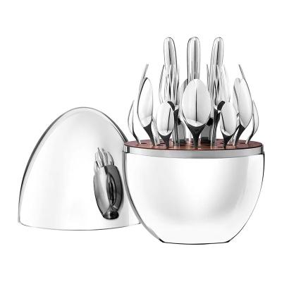 China Precious Egg Shape Design High End Silverware Precious Set 24Pcs for sale