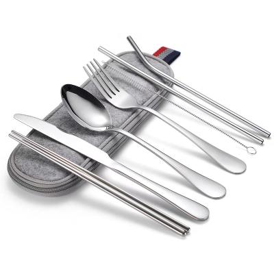 China Sustainable hot silverware set include knife, fork, spoon, chopsticks, straws, cleaning brush for sale