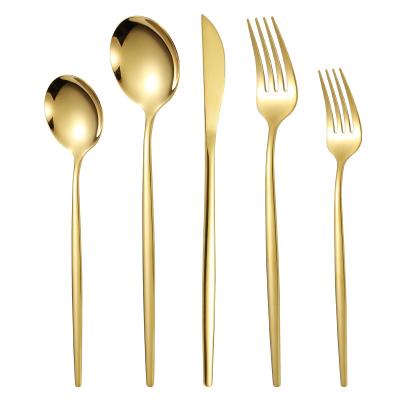 China Sustainable Luxurious Kitchen Stainless Steel Flatware Set Party Dinnerware Set 5 Pieces for sale