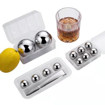 China Stainless Steel Ice Cube Metal Round Fast Cooling Ice Ball For Wine Whiskey for sale