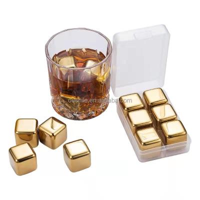 China Sustainable Wholesale Stainless Steel Whiskey Cooler Rocks Gold Wine Ice Cubes for sale