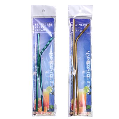 China Sustainable High Quality Blister Card Packing Stainless Steel Straw With Cleaning Brush for sale