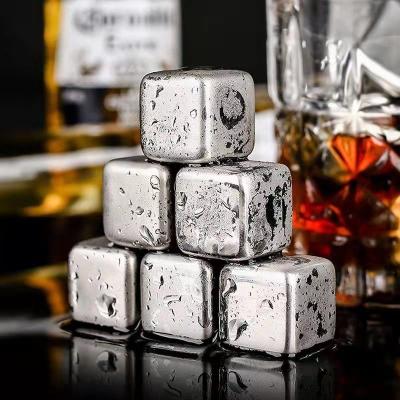 China Sustainable Frozen Bar Accessories Stainless Steel Ice Cube Whiskey Stone for sale