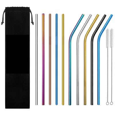 China Modern Bar Party Sus304 Metal Drinking Straw Stainless Steel Straw Set With Pouch for sale