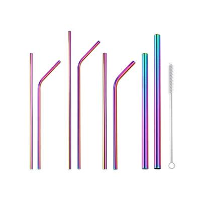 China Modern Stainless Steel Drinking Straws Rainbo Color Metal Reusable Metal Straws for sale