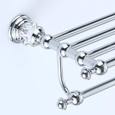 China Luxury Bathroom Shelves Wholesale Luxury Crystal Towel Rack Chrome Towel Bar for sale