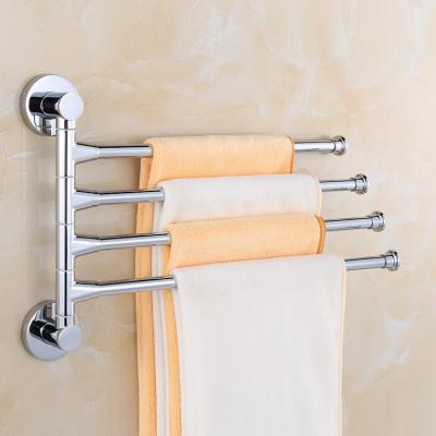 China Modern Bath Towel Rack Dangle 3-Bar Stainless Steel Bathroom Hand Towel Rack Folding Arm Swivel Hanger Wall Moun for sale