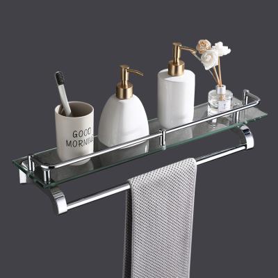 China Wall Mounted Type Bathroom Decoration New Design Bathroom Supplies Zinc Alloy Glass Shelf for sale