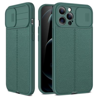 China Unique Design Shockproof PU Leather Custom TPU Cell Phone Accessories Cases For iPhone 13 Pro Max With Camera Lens Slide Shield for sale