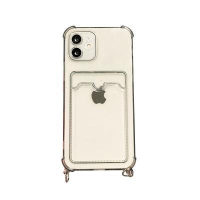 China 2022 New Clear Fashion Card Wallet Shockproof Mobile Phone 4 Corner Transparent Shockproof TPU Air Filter Frames For iPhone 13 Pro Max for sale