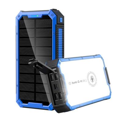 China Large Capacity Flashlight 36800mah Power Bank+Camping Camp Solar Panel QI Fast Wireless Charger Outdoor Waterproof Portable Power Bank With LED Display for sale