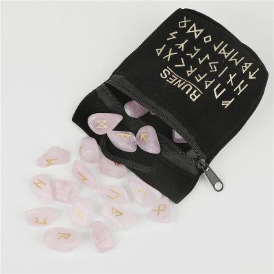 China Hot Selling Zampus Energy Cartomancy Stone Stones Europe Amazon Rose Lunen Stones Divination Lunen Stones Semi-precious Letter Rune Stones for sale