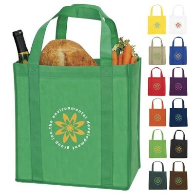 China Good Quality Heavy Duty Recyclable Nonwoven Handled Grocery Packaging Nonwoven Shopping Bag With Long Durable Reinforced Handles for sale