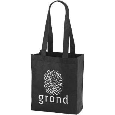 China Eco Non Recyclable Black High Quality Reusable Woven Fabric Promotional Gift Bag With Long Handles And Custom Logo Printing for sale