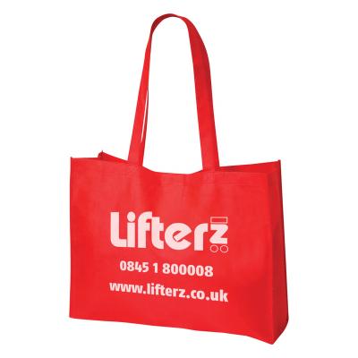 China Good Quality Red Color Reusable Nonwoven Eco-friendly Grocery Handled Fabric Tote Bag With Custom Logo Print For Gift Promotion for sale