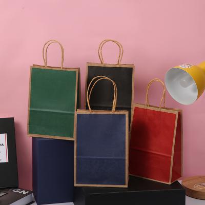 China Wholesale Cheap Recyclable Natural Brown Kraft Paper Gift Bag With Handles, Natural Craft Paper Bag For Food Take Out for sale