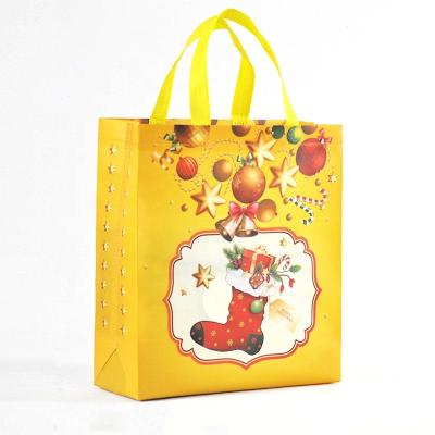 China Eco-friendly custom Christmas gift eco-friendly reusable non woven shopping tote bag, christmas gift present handle bag for sale