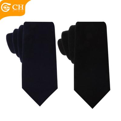 China Yarn Dyed Plain Black Velvet Mens Tie Fashion Custom Mens Tie With Your Own Logo for sale