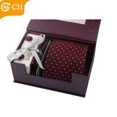 China Stripe Fashion Custom Mens Silk Tie And Cufflink Handkerchief Set With Gift Box Packing for sale