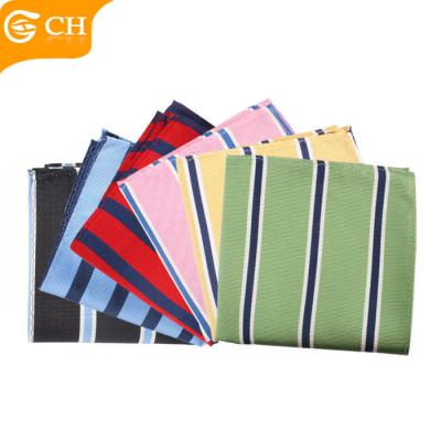 China Custom Silk Stripe Handkerchiefs 100% Silk Stripe Pocket Squares For Men for sale