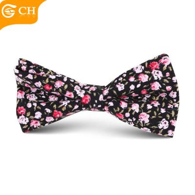 China Dobby Customized 100% Cotton Bowtie Floral Design Fashion Women's Bow Tie for sale