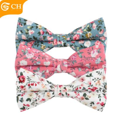 China High Quality Custom Made Floral Bowtie Men Cotton Floral Adjustable Printed Bow Tie for sale