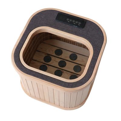 China Computer Control Panel Electric Wood Dry Infrared Far Infrared Foot Mate Sauna Bucket with Tourmaline Stones for sale