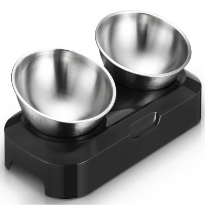 China Cat Shape Feeding Pet Stainless Steel Pet Bowl Water Scal Detachable Viable Food Double Biodegradable Bowl for sale