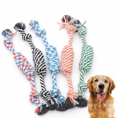 China Sustainable Handmade Pet Cotton Rope Chewing Toy Dog Bite Rope Anti-Candy Shape Tied Interactive Hot Funny Knot for sale