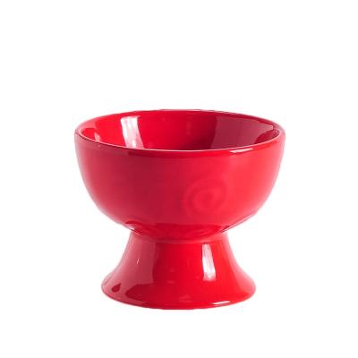 China Viable factory direct whole price of ceramic decorative high quality red tabletop fruit bowl decorative salad bowl on sale for sale