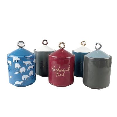 China Factory Direct Luxury Customized Candle Jar Europe Ceramic Jar New Style With Lid For Scented Wax Ceramic Candle Holders for sale