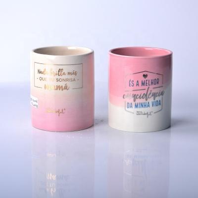 China European style rose color ceramic candle jars ceramic pot customized ceramic candle holders small factory direct for sale