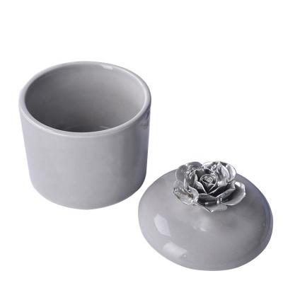 China Europe hot sale luxury candle jar with lid factory direct wholesale ceramic candle jar with lid gray candle jars customized for sale